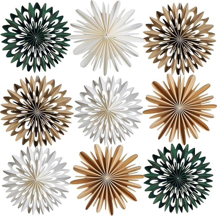 EASY JOY Christmas Hanging Decorations - 9Pcs 3D Christmas Tree Paper Hanging Decor Green White L... | Amazon (US)