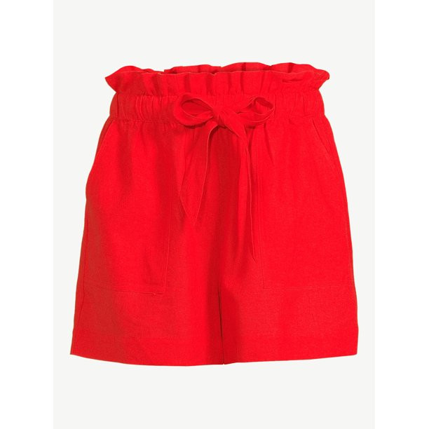 Scoop Women's Linen Blend Paper Bag Shorts - Walmart.com | Walmart (US)