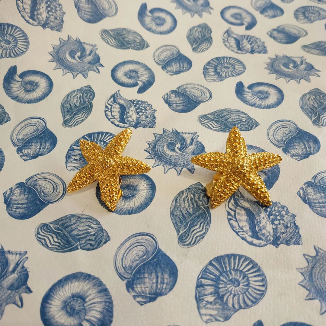 Vintage Gold Starfish Clip on Earrings - Etsy | Etsy (US)