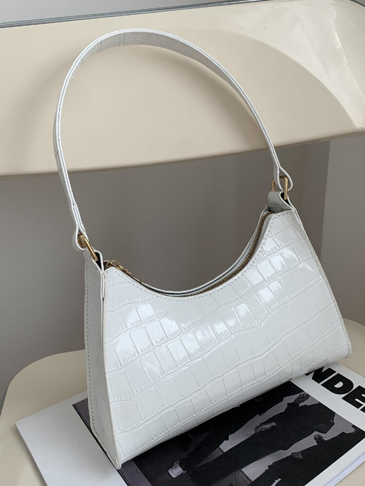 Crocodile Embossed Baguette Bag | SHEIN