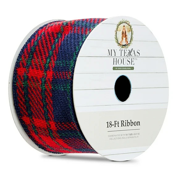 Red and Green Plaid Christmas Ribbon, 18', by My Texas House | Walmart (US)