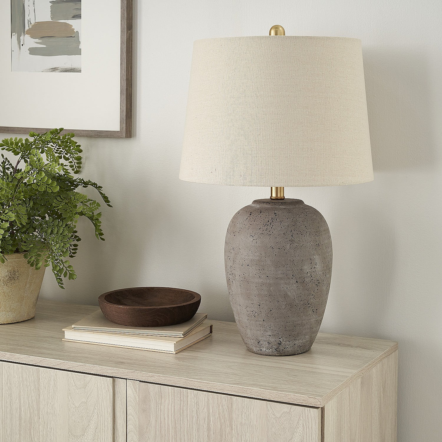 23" Brown Unglazed Ceramic Urn Table Lamp - Nourison | Walmart (US)