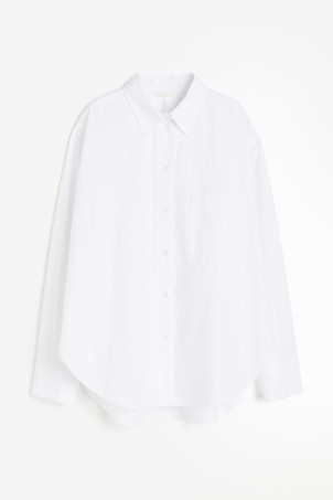 Oversized poplin shirt - Sky blue/Striped - Ladies | H&M GB | H&M (UK, MY, IN, SG, PH, TW, HK)