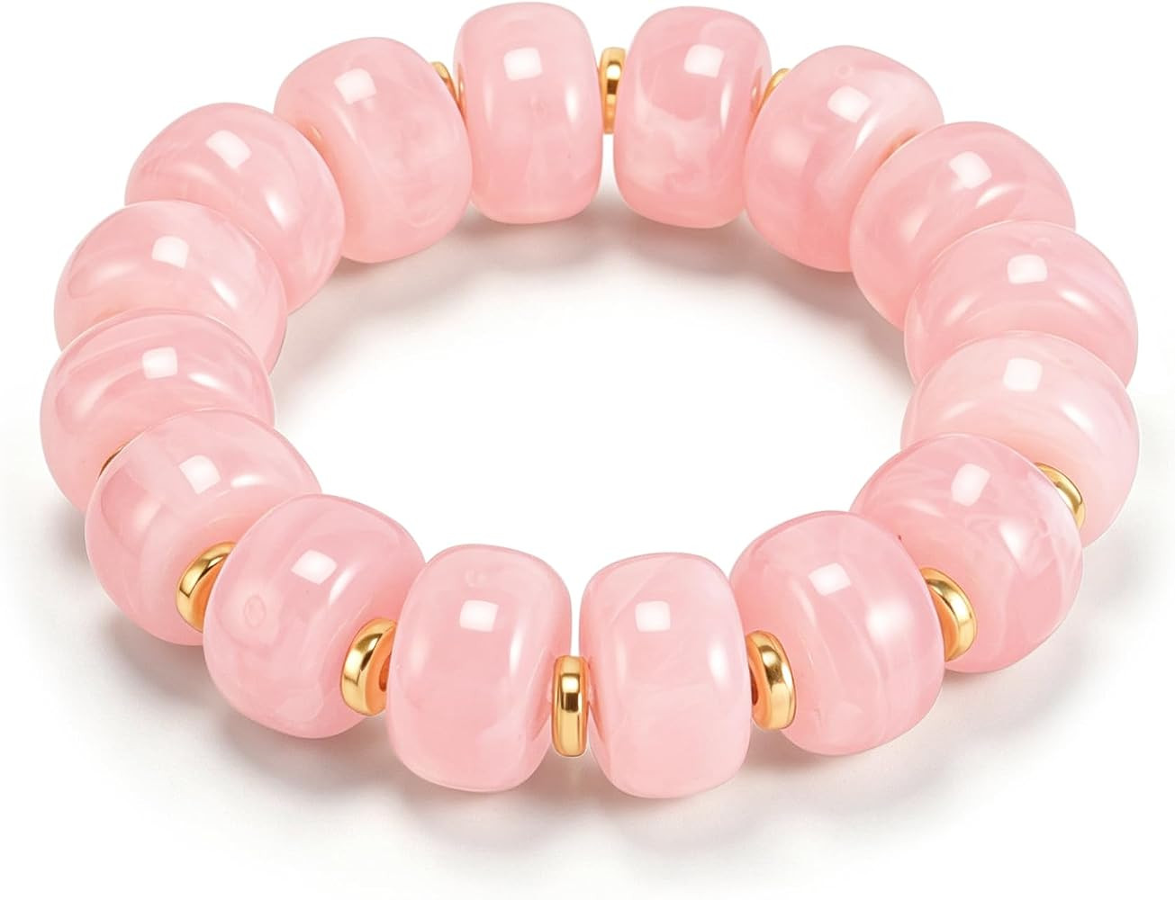 AOZEL Colorful Chunky Resin Beaded Bracelets for Women Elastic String | Amazon (US)