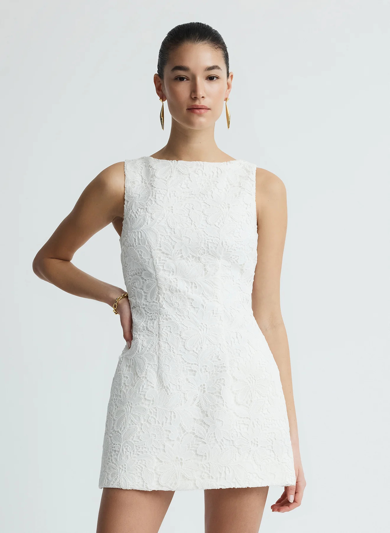 LIORA DRESS (WHITE GUIPURE LACE W/ SWAN) | Anna Quan (Global)