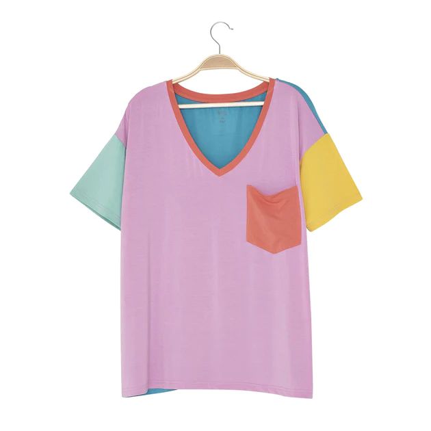 Women’s Relaxed Fit V-Neck Melon Color Block LE Collection | Kyte BABY