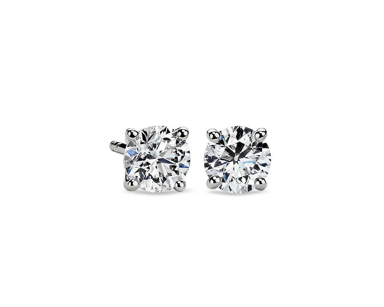 Four-Prong Earrings in 18k White Gold | Blue Nile