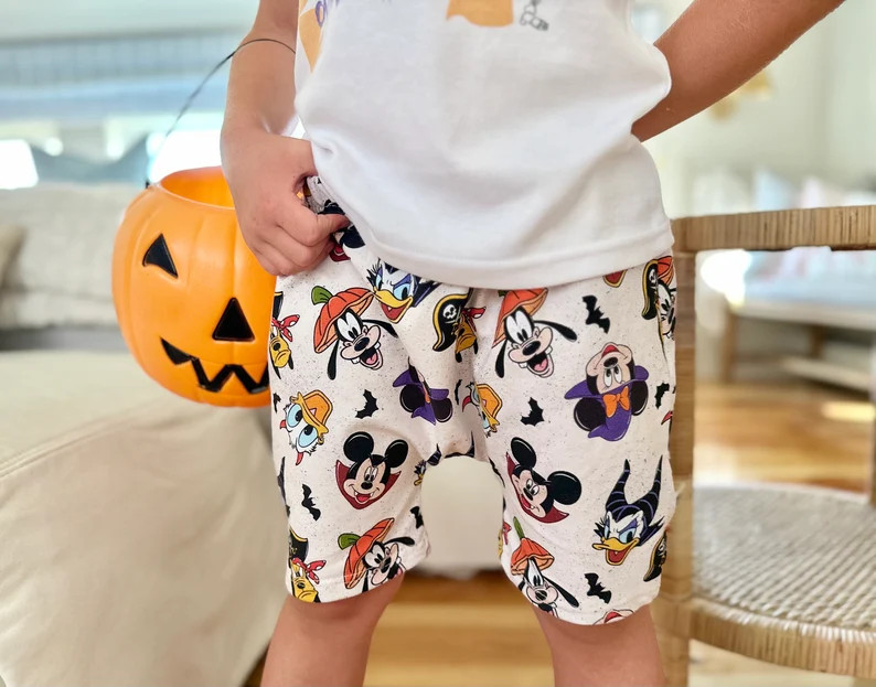 Kids Halloween Disney Crew Shorts, Kids, Baby & Kids Disney Shorts, Mickey Shorts, Boys Disney Sh... | Etsy (US)
