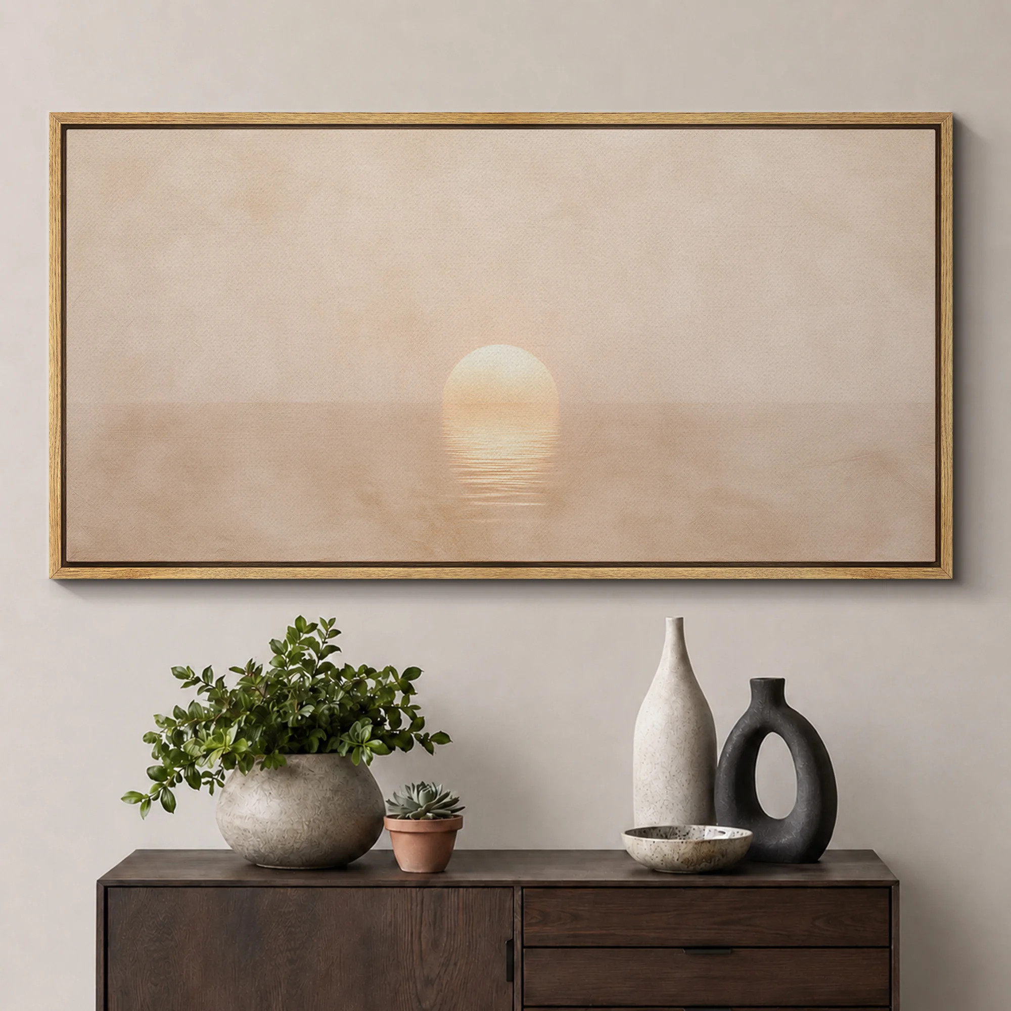 Minimalist Sunset Over Calm Sea Landscape Wall Decor Extra Large Pictures Framed Canvas Print Wall Art | Wayfair North America