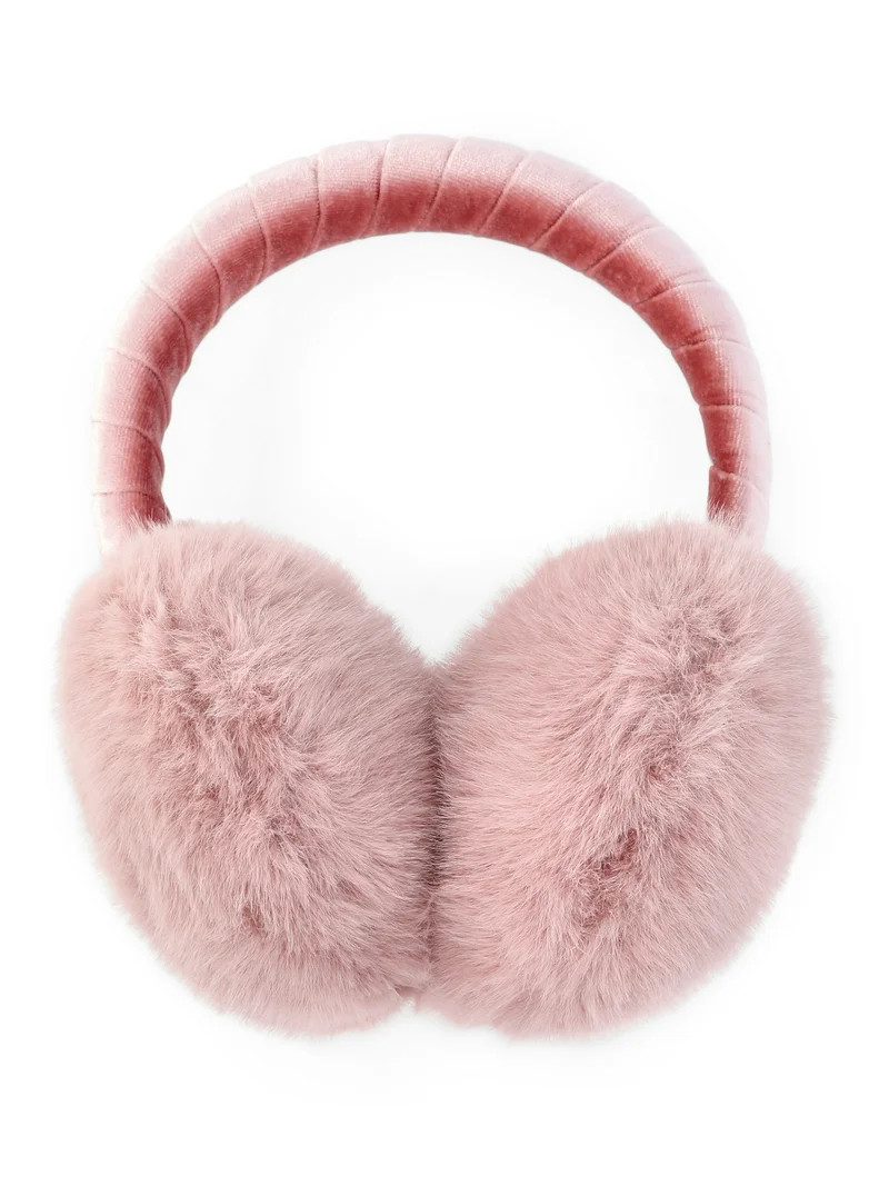 Time and Tru Women's Velvet Earmuffs, One Size, Rose, Polyester | Walmart (US)