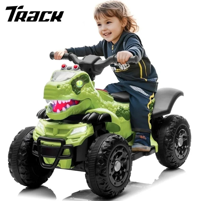 Track Seven 12V Electric Ride-On ATV, Dinosaur Four Wheeler Electric Car with Bluetooth, LED Ligh... | Walmart (US)