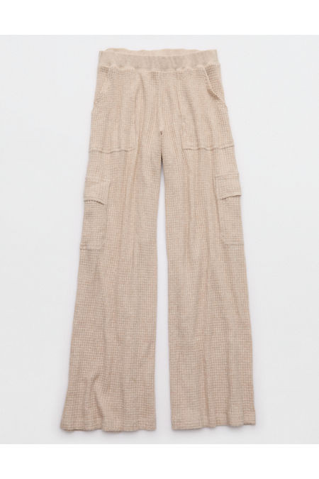 OFFLINE By Aerie Wow! Waffle Cargo Trouser Women's Heather Fawn XS Short | American Eagle Outfitters (US & CA)