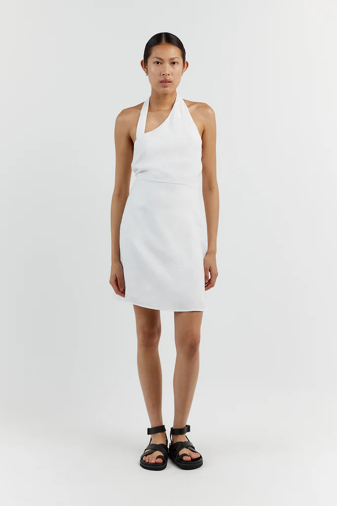 ZOEY WHITE ASYM LINEN MINI DRESS | DISSH