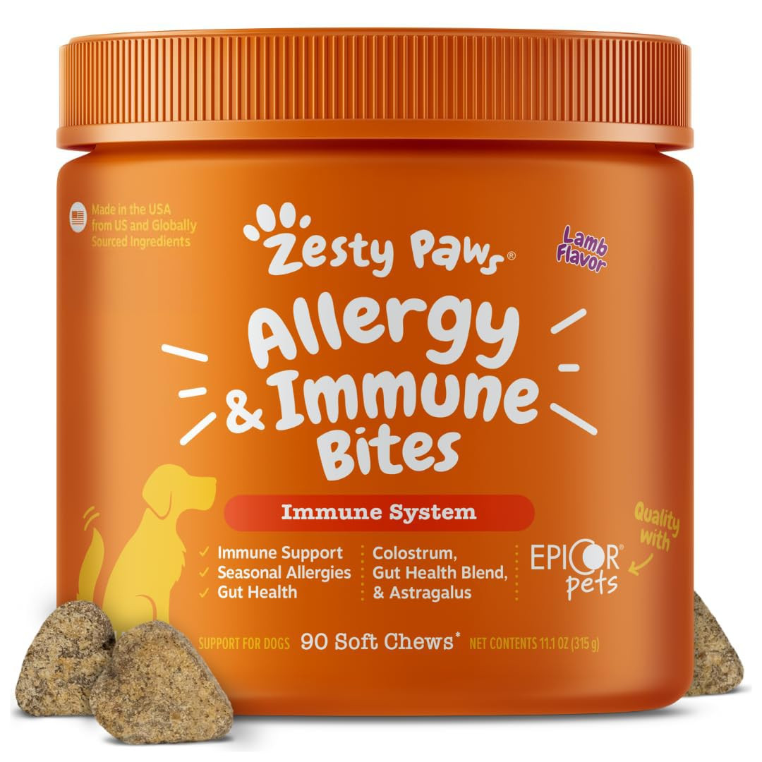 Zesty Paws Allergy Immune Bites - Dog Allergy Chews, Dog Probiotics for Itchy Skin and Ears, Lamb... | Amazon (US)