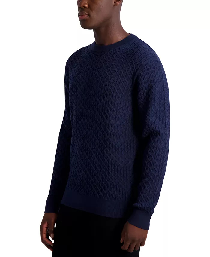 KARL LAGERFELD PARIS Men's Loose Fit Textured Crewneck Sweater, Created for Macy's - Macy's | Macy's