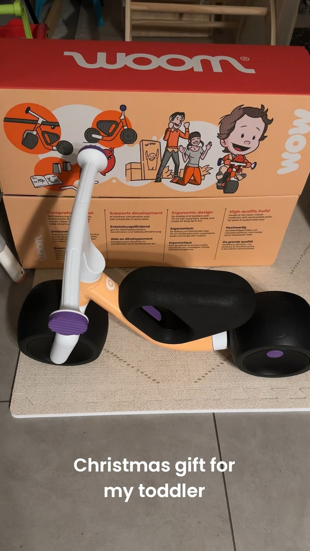 The woom WOW balancing bike is ideal for children in the age group of approximately 18 months to 3 years, depending on the child’s height and development, making it a perfect introduction to cycling. 

The woom WOW balancing bike is a thoughtfully designed first bike that helps young children develop balance, coordination, and confidence before transitioning to pedal bikes. Built with a lightweight frame and child-friendly geometry, it allows kids to sit comfortably with their feet flat on the ground, making learning safe and fun. The bike features easy-grip handlebars, a low step-through frame for quick mounting, and high-quality components that ensure smooth riding and durability. 

#LTKGiftGuide #LTKHoliday #LTKKids