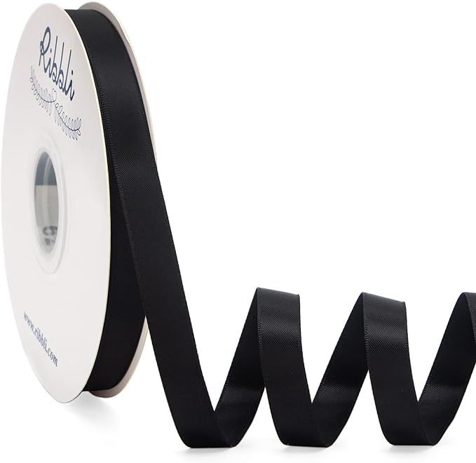 Ribbli Black Satin Ribbon Double Faced Satin 1/2 inch x Continuous 50 Yards-Black Ribbon for Gift... | Amazon (US)