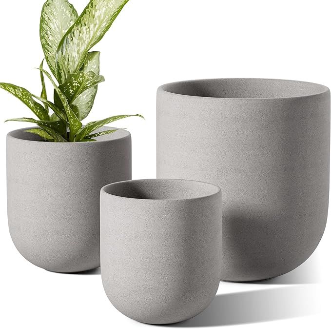 LE TAUCI 6+8+10 Inch Plant Pots Indoor, Ceramic Planters for Indoor Plants, Flower Pots with Drai... | Amazon (US)