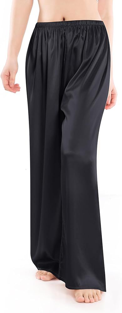 Wantschun Womens Wide Leg Pajama Pants Satin Silk Casual Loose Elastic Waist Lounge Pants Pj Bott... | Amazon (US)