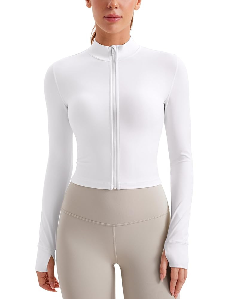 CRZ YOGA Womens Butterluxe Full Zip Cropped Workout Jacket Slim Fit Lightweight Athletic Yoga Top... | Amazon (US)