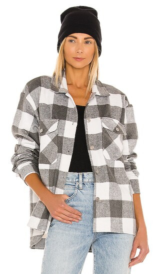 BB Dakota Plaid Shirt Jacket in Grey,White. - size S (also in L, M, XS) | Revolve Clothing (Global)