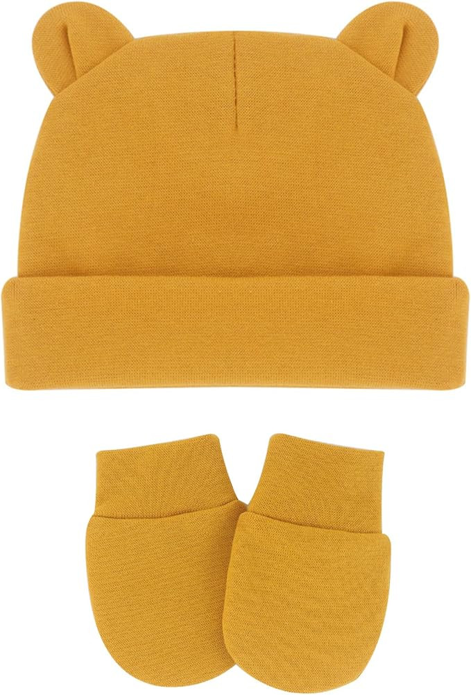 UTTPLL Newborn Hats Mittens Set Toddler Girls Boys Cotton Nursery Hospital Beanie No Scratch Glov... | Amazon (US)