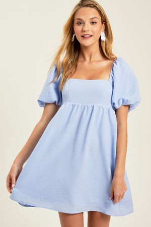 Gianna Puff Sleeve Dress in Blue | Altar'd State | Altar'd State
