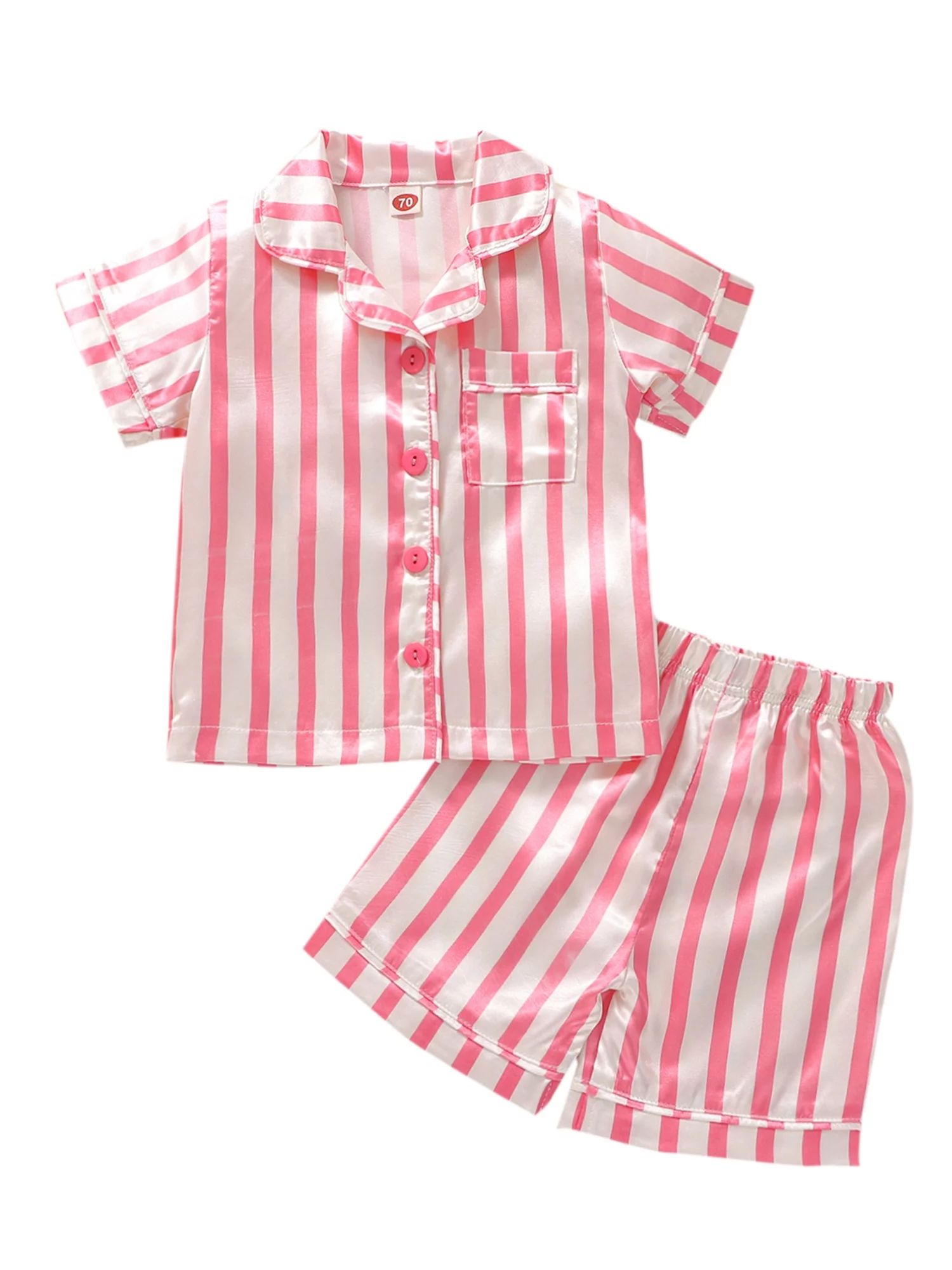 Unisex Boy's Girl's Striped Silk Pajamas Set 1-5 Years | Walmart (US)