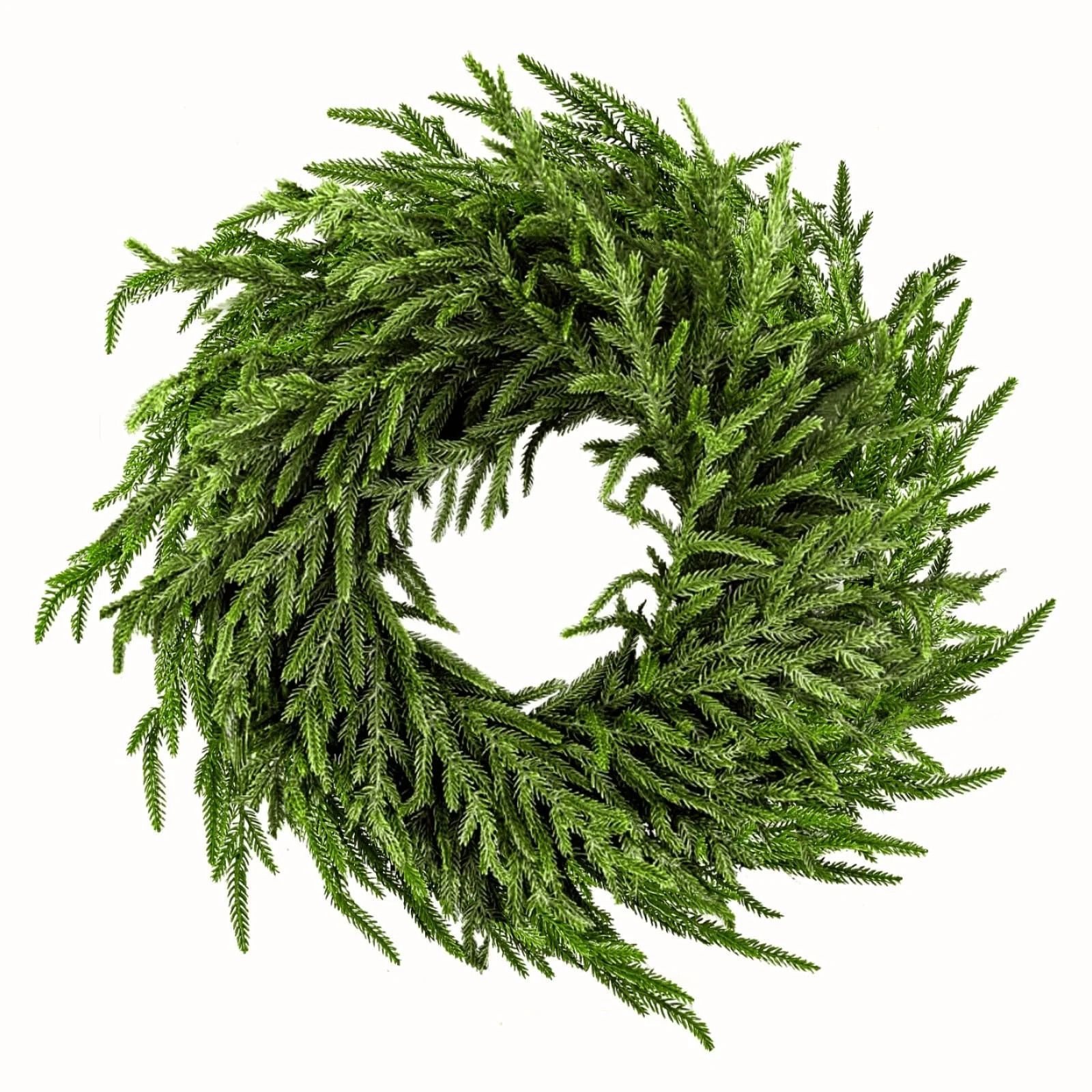 24" Norfolk Pine Wreath for Front Door, Real Touch Norfolk Pine Wreath Artificial Green Wreath Ho... | Walmart (US)