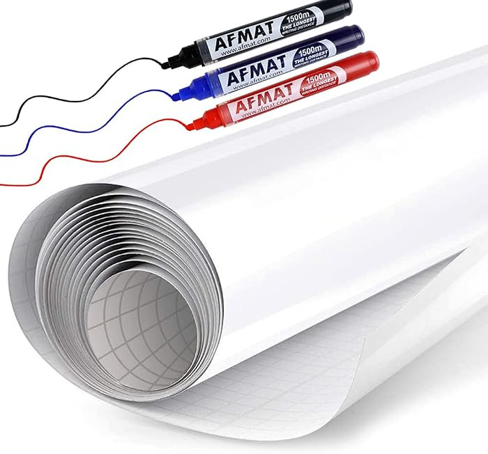 AFMAT White Board Sticker for Wall, 1.44x11ft Peel and Stick Whiteboard Wallpaper, Stain-Proof & ... | Amazon (US)