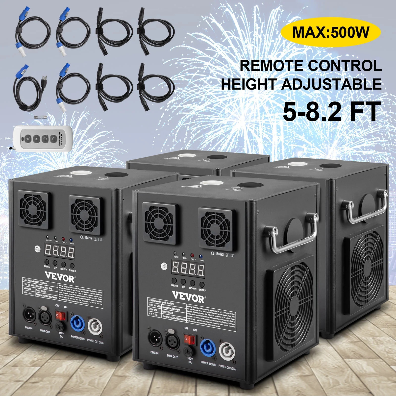 VEVOR 500W Mini 4pcs Cold Spark Firework Machine DMX Stage Effect Machine 5-8.2ft Adjustable Low ... | Walmart (US)