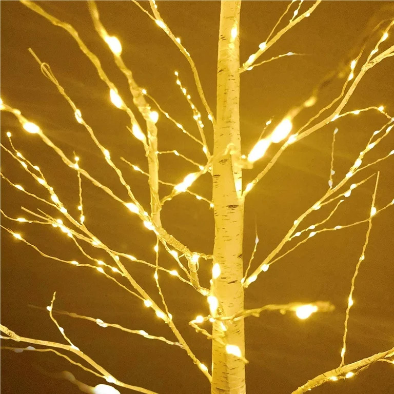Rirool 6 Ft Birch Tree Light 440 pcs LEDs Warm White 8 Flashing Modes Remote Dimmable Lighted Tre... | Walmart (US)