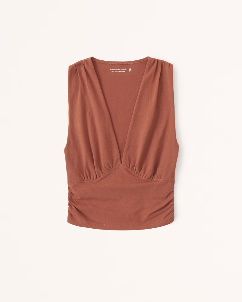 Cotton Seamless Fabric Ruched Top | Abercrombie & Fitch (US)