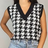Black & White Houndstooth Sweater Vest | Etsy (US)