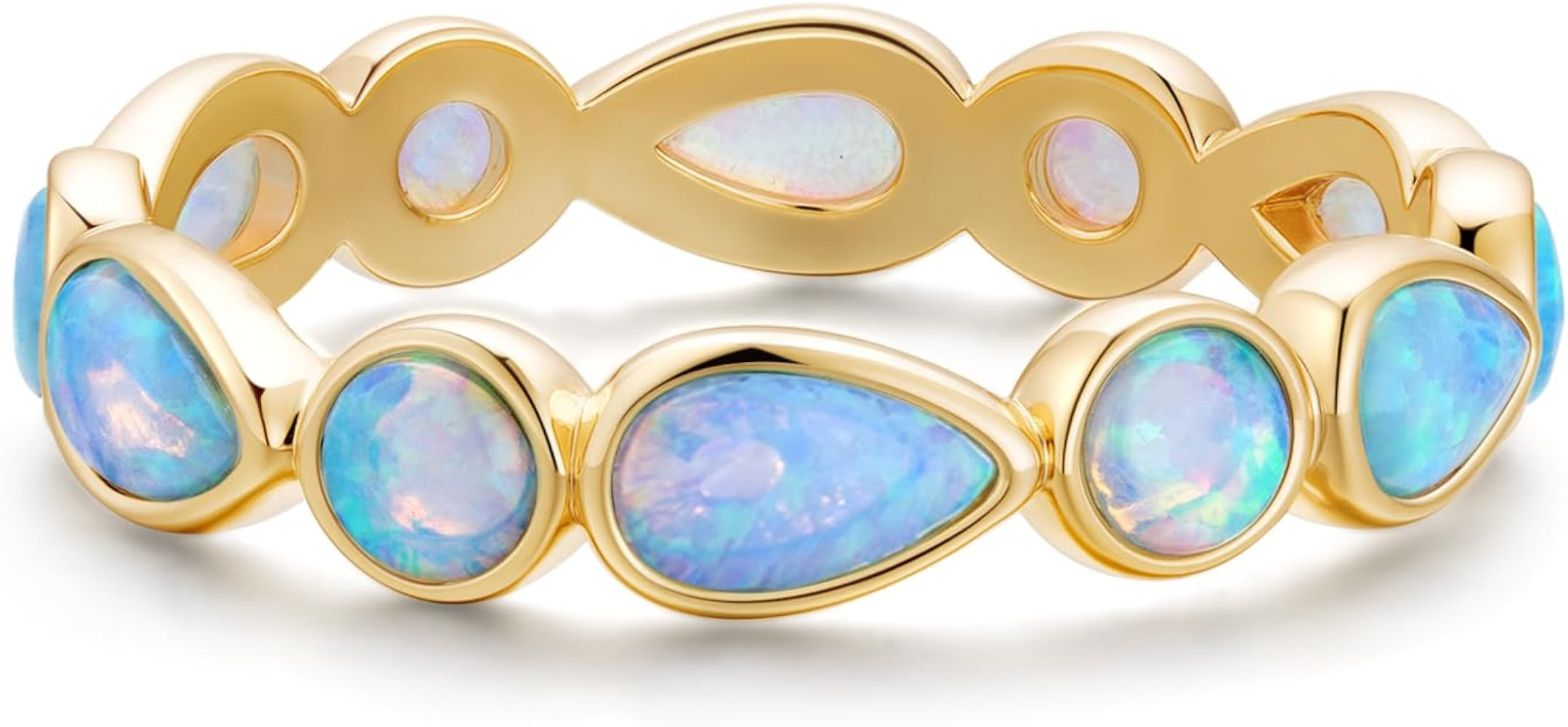 14K Gold Filled Rings for Women, Bezel Set Eternity Band | Amazon (US)