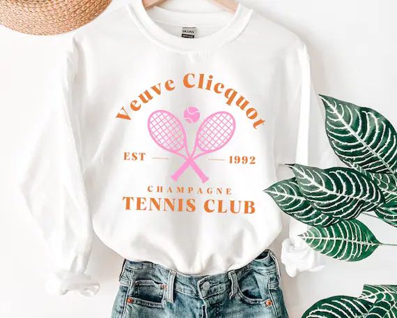Vueve Clicquot Sweatshirt | Tennis Sweatshirt | Country Club | Tennis Club | Preppy Crewneck | Ha... | Etsy (US)