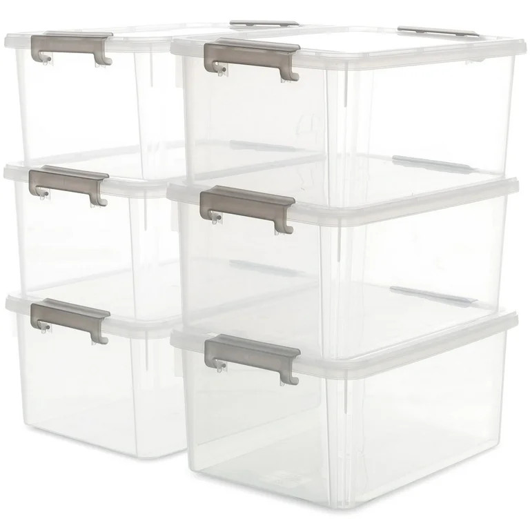 17 QT Clear Storage Bins with Lids Large Stackable Plastic (6 Pack) 15.9x11.6x7.3" | Walmart (US)