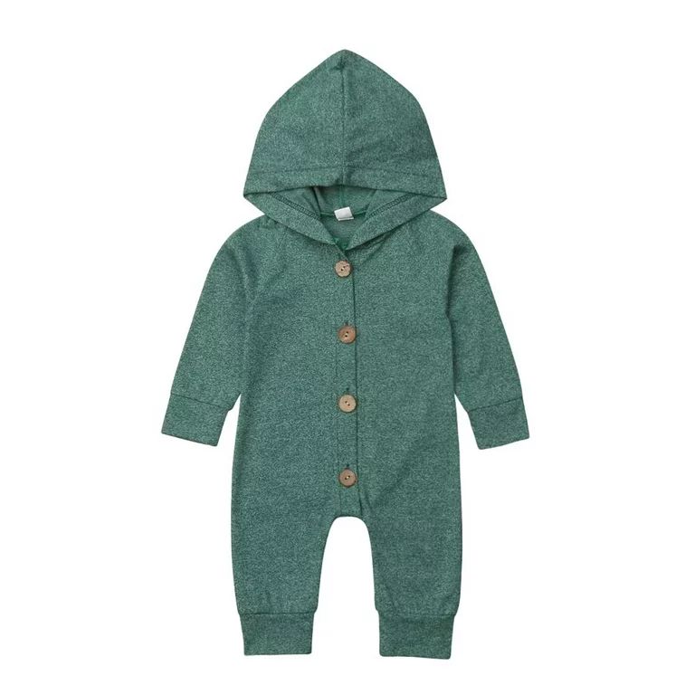 Newborn Kids Baby Boys Cute Solid Color Long Sleeve Hooded Romper Jumpsuit Top Outfits Clothes | Walmart (US)