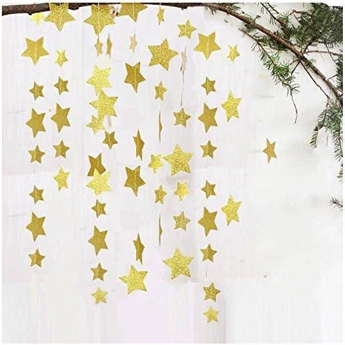 Skoye 2-Pack,Gold Star Garland, Golden Christmas Galaxy Banner, Twinkle Twinkle Little Star Garla... | Amazon (US)