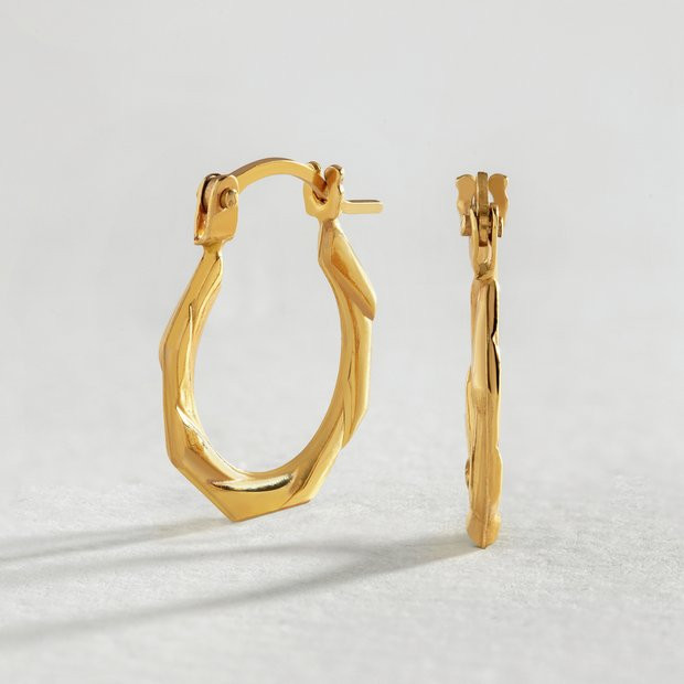 Revere 9ct Gold Hexagon Creole Hoop Earrings | argos.co.uk
