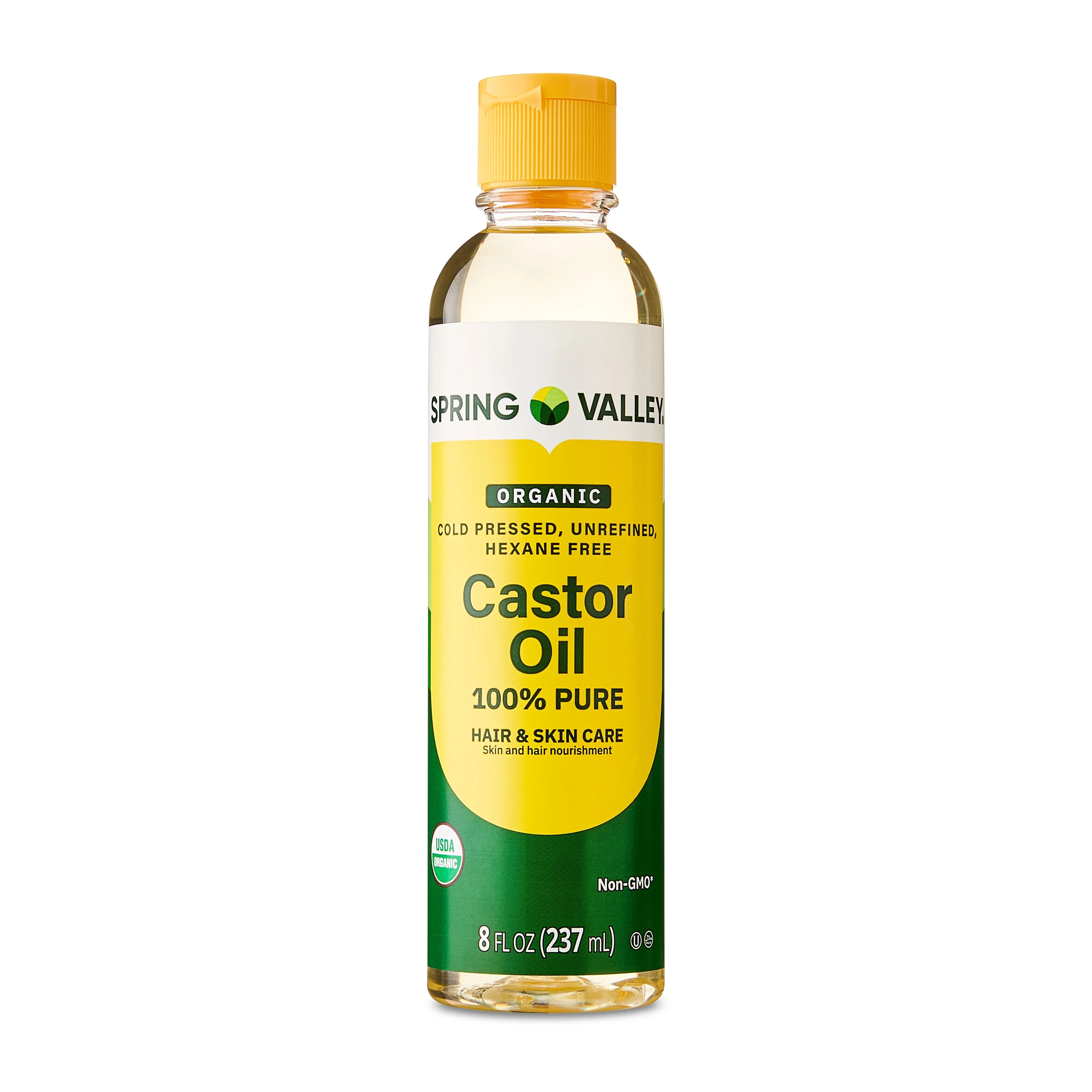Spring Valley Cold-Pressed Castor Oil - Unrefined & Hexane-Free, Organic for Hair & Skin, 8 fl oz | Walmart (US)
