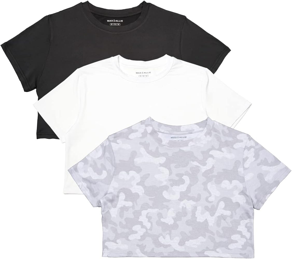 MAX ALLIE Women's Ultra Soft Cropped T Shirt Crew Neck Tees Casual Loose Fit Basic Lightweight | Amazon (US)