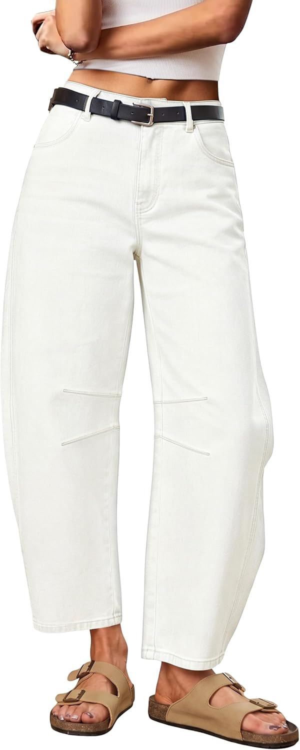 Sipaya Barrel Jeans Women Mid Rise Baggy Cropped Ankle Pants | Amazon (US)