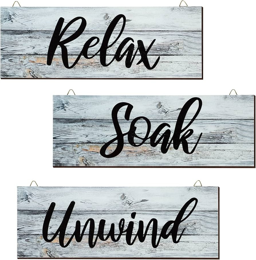 IMIKEYA 3pcs Farmhouse Bathroom Wall Decor Rustic Relax Soak Unwind Signs Rustic Bathroom Wall Ar... | Amazon (CA)