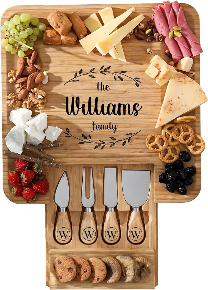 Personalized Charcuterie Boards Gift Set, Custom Engraved Cheese Board, Christmas Gifts for Mom W... | Amazon (US)