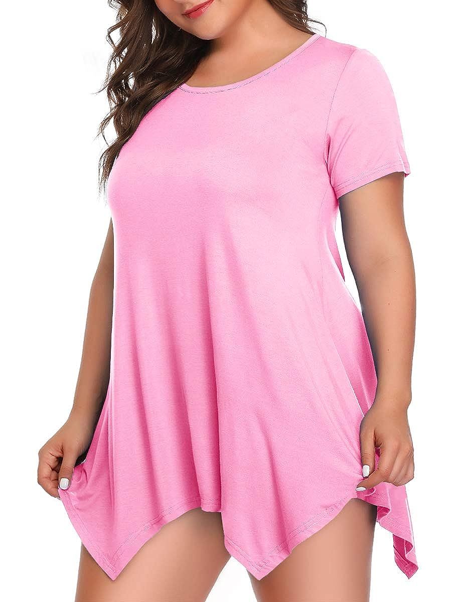 BELAROI Womens Basic Solid Loose Fit Short Sleeve Tunic T Shirt | Amazon (US)