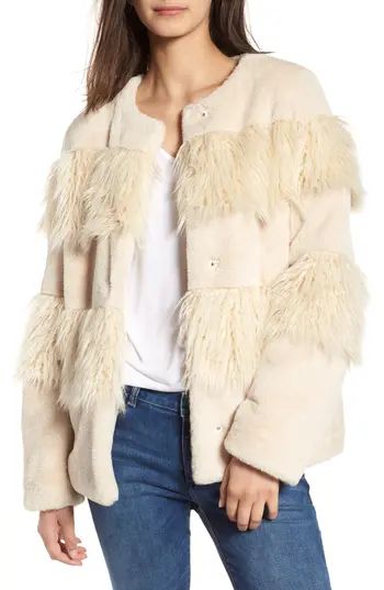 Women's Bcbgeneration Mixed Faux Fur Jacket, Size X-Small - Ivory | Nordstrom