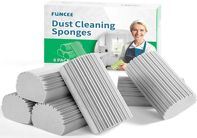 6 Pack Damp Clean Duster Sponge, Magic Dusting Scrub Sponge Brush for Cleaning Blinds, Dishes, Gl... | Amazon (US)