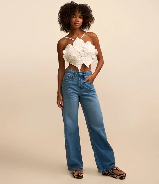 Calça Wide em Jeans Cós com Passante Azul - Lojas Renner | Renner (BR)