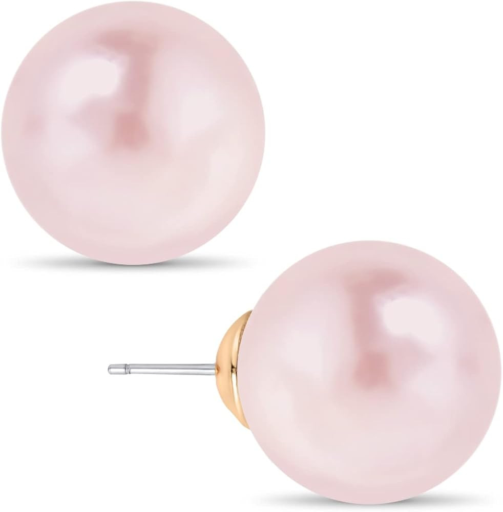 Humble Chic Big Simulated Pearl Earrings for Women - Oversized Classic Faux Round Large Ear Studs... | Amazon (US)